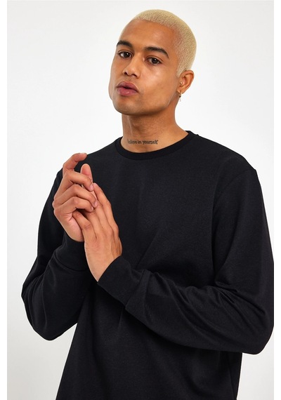 Süperlife Erkek Bisiklet Yaka Regular Fit İnce Sweatshirt Spr 20k30 Siyah