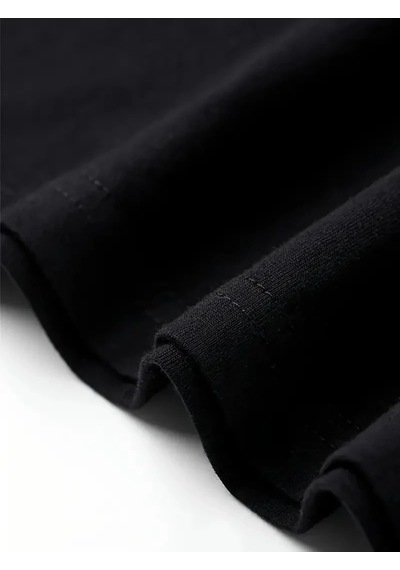 Kadın Baskılı Bisiklet Yaka Ovarsize Kısa Kol T-shirt - Siyah Siyah