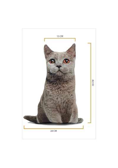 3d Dijital Baskılı Dekoratif Kedi Yastık Duman Renkli
