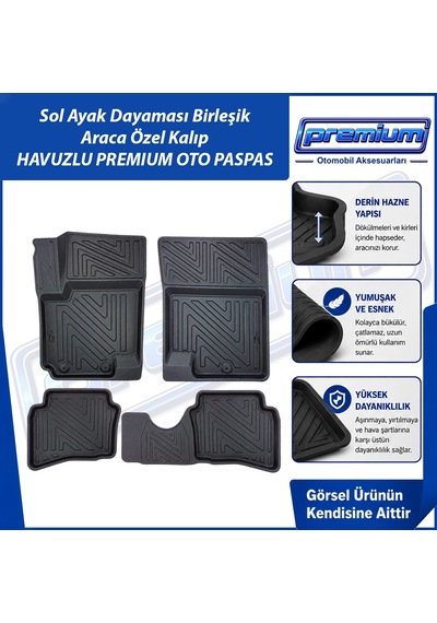 Hyundai İx20 Paspas Araca Özel 2010 - 2015 Arası İçin Derin Havuzlu Premium Oto Paspas