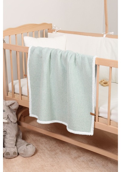 Pouf Bebek Çocuk Battaniyesi 80x100 cm Koyun Tüyü Battaniye Alize Yeşil