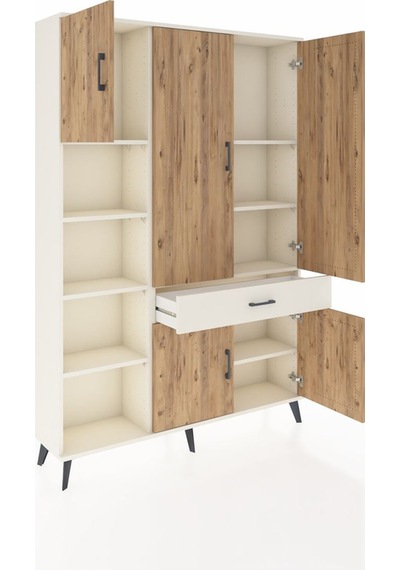 Arges Dolap 8 Raflı Tek Çekmeceli 5 Kapaklı 132x30x195 Aytaşı... Aytaşı