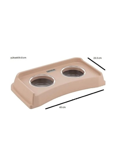 İkili Mama Ve Su Kabı Krem 2 X 300 Ml Kristal Cam Hazneli