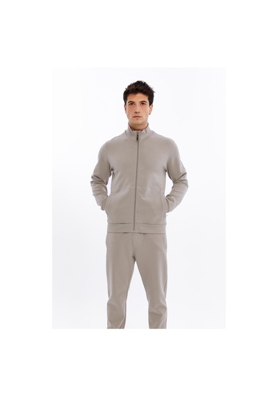 Ar-ma Erkek Slim Fit Sweatshirt Scuba Interlok, Tam Fermuarlı, Dik Yaka, Fleto Cepli K30324989802 Gri-bej G8 Gri - Füme