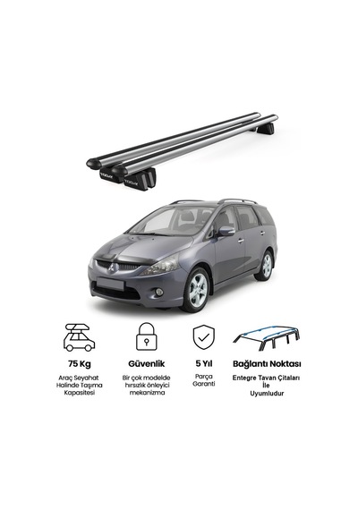 Pençe Mitsubishi Grandis 2003-2011 Uyumlu Gri Ara Atkı Port Bagaj Tavan Barı
