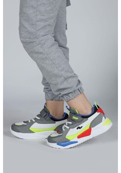 Jump 30058 Çocuk Sneaker Günlük Spor Ayakkabı Gri Beyaz Gri Beyaz
