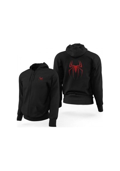 Tarzsokak Suit Spiderman Fermuarlı Kaps Onlu Sweatshirt 12927 Siyah