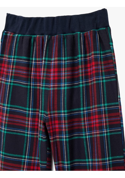 Koton Pamuklu Beli Lastikli Ekoseli Pijama Altı Lacivert Ekose 6wlk50054mw Lacivert