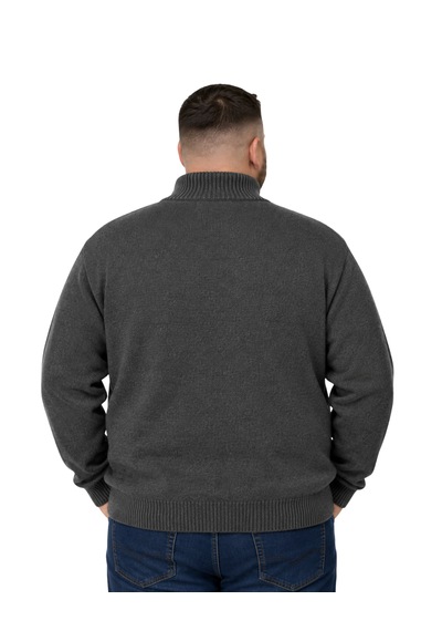 Battalmoda Erkek Büyük Beden Antrasit Hattush Dik Yaka Cepli Triko Hırka 3xl-4xl-5xl-6xl