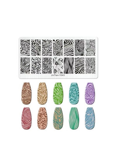 Dalgalı Çizgi Ve Zebra Dizayn Nail Art Stamping Baskı Plakası Jt-y043
