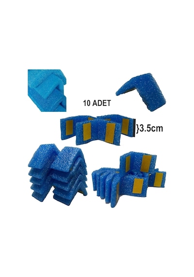 Kenar Koruyucu /mobilya Koruyucu / Köşe Koruyucu Köpük 10 Adet.-3.5cm Masa, Kapı, Sivri Köşeler İçin Mavi