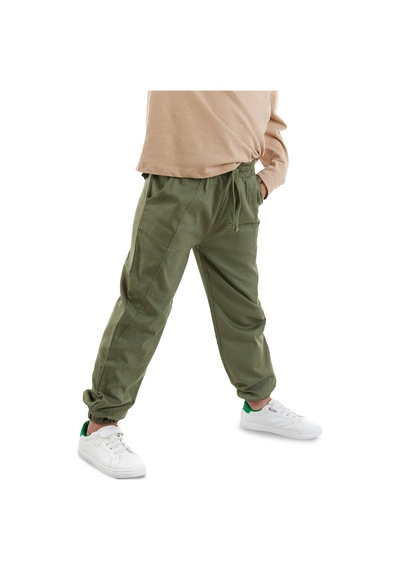 Denokids Erkek Çocuk Dikişli Haki Gabardin Pantolon Renkli