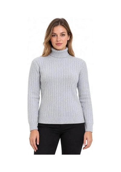 DefyModa Balıkçı Yaka Tam Boğazlı Kalın Fitilli Regular Fit Triko Kazak - Gri