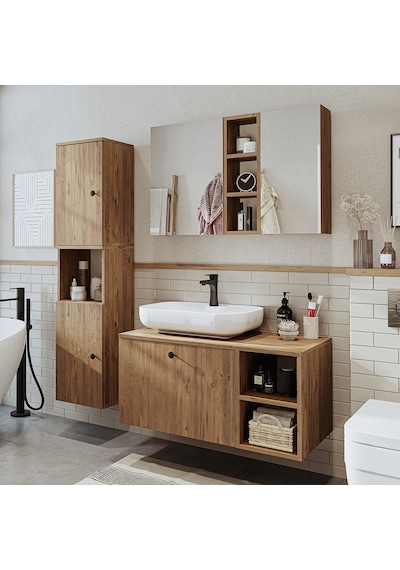 Lavabolu Mdf 95 Cm Lotus Çekmeceli Banyo Dolabı Atlantik Çam