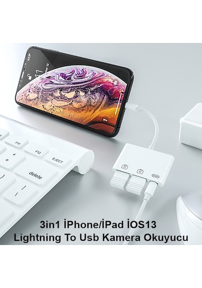 Ally 3In1 Apple iPhone  Uyumlu iPad Lightning To Usb Kamera Okuyucu