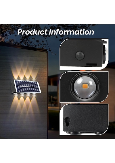 Tr 20w Güneş Enerjili Dış Mekan Bahçe Duvar Lambası - Cata Kos Solar Led Aplik - Ip65 Su Geçirmez, 3200k Gün Iş