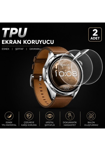 Honor Watch 6 İle Uyumlu Ekran Koruyucu Tpu, Tam Kaplayan Akıllı Saat Koruması 2 Adet, Çizilmeye Dayanıklı Şeffaf Koruma