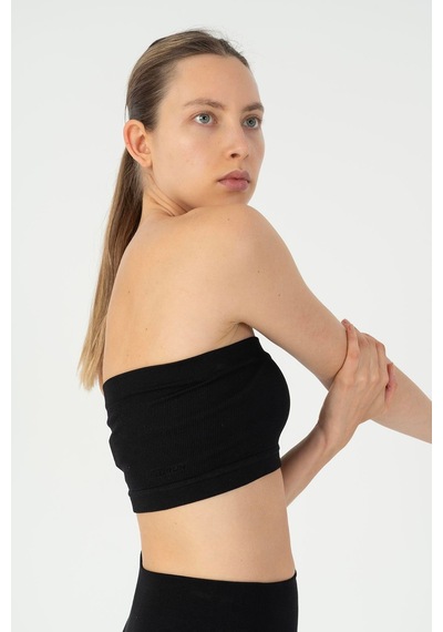Maraton Slimfit Kadın Askısız Siyah- Bra Siyah-