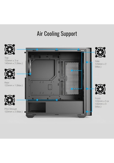 D502a, Mid-tower Kasa, Oyun Bilgisayarı Kasası, Airflow Mesh Ön Panel Tasarımı, 4 Rgb Fan Dahil, Atx Micro-atx Ve M
