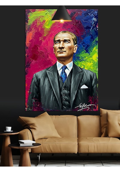 Modern Mustafa Kemal Atatürk Portresi Dekoratif Kanvas - Mdf Ahşap Tablo