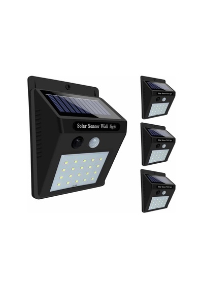 Solar Sensörlü Duvar Lambası Bahçe Lamba 20 Led Işık Çok Renkli