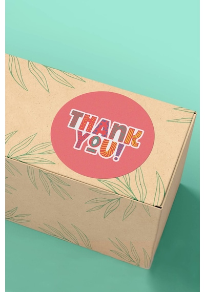 Thank You Renkli Yuvarlak Teşekkür Etiketi Sticker 3x3cm St2099 Çok Renkli