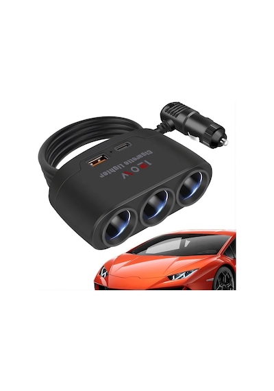 Mega Oto Market 3 Lü Araç Çakmaklık Çoğaltıcı 12v-24v Uyumlu Çoklu Soket Adaptörü