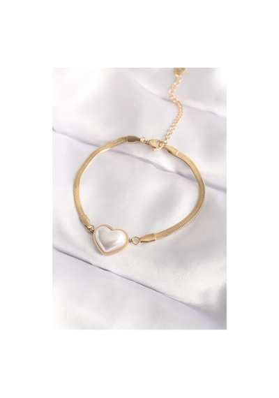 Ezoconcept 316l Çelik Gold Renk Bombeli Kalp Kadın Bileklik 001