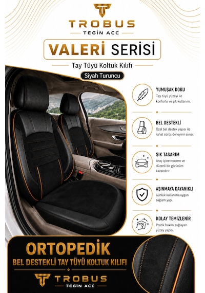 Bmw 3 Serisi E36 1993-2000 Uyumlu Valeria Serisi Siyah Taba Bel Destekli Tay Tüyü Koltuk Kılıfı 54850632