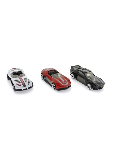 Die Cast Metal 3'Lü Yarış Arabaları Siyah Araçlı