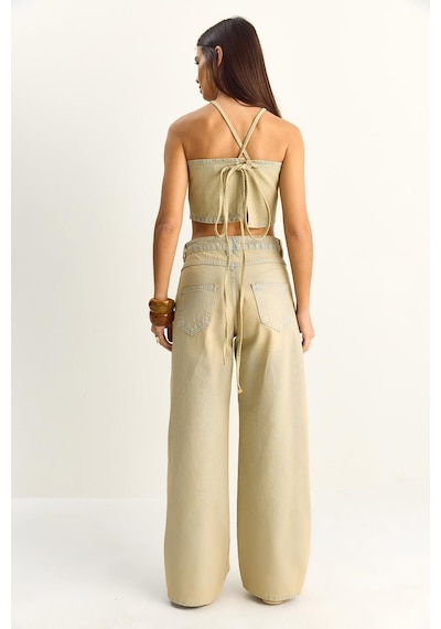 Shade Kadın Boyundan Bağlamalı Crop Top Wide Leg Pantolon Denim Alt-üst Takım 26089 60286151 - Buğday Çok Renkli Shade Kadın Boyundan Bağlamalı Crop Top Wide Leg Pantolon Denim Alt-üst Takım 26089 60286151 - Buğday Çok Renkli
