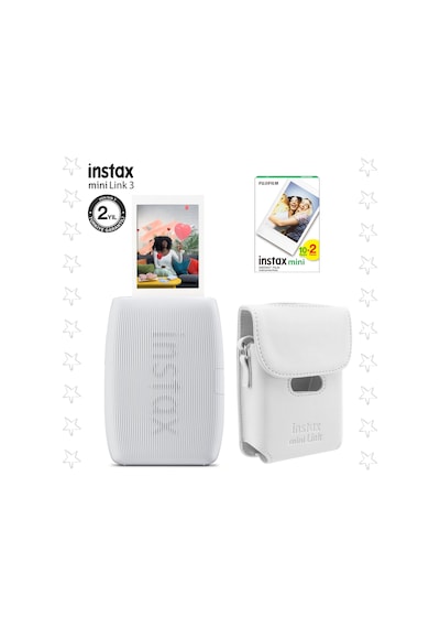 Instax Mini Link 3 Beyaz Akıllı Telefon Yazıcısı Beyaz Çanta Ve 20'li Mini Film Beyaz