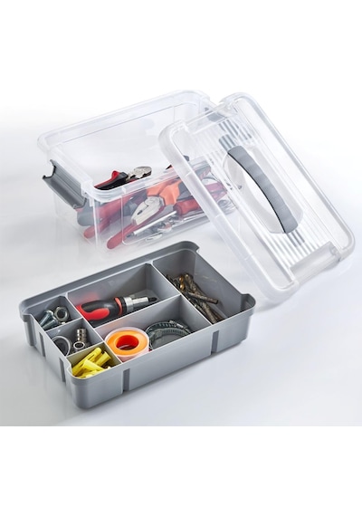 Bölmeli Ve Katlı Plastik Organizer Makyaj Düzenleyici Kilitli Takım Sandığı Organizer Kutu, T Diğer