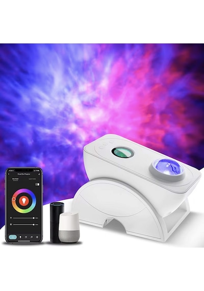 Quenlite Qc-626 Akıllı Galaxy Projektör Parti Işık Alexa Google Home İle Çalışır Led Gece Lambası Beyaz