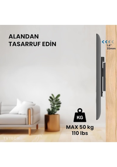 Ayrex Tvtech Tv-4085 Televizyon Duvar Askı Aparatı, 40"-85" İnç 102-216cm Vesa 400x400-600x400-600x500-700x500 Max