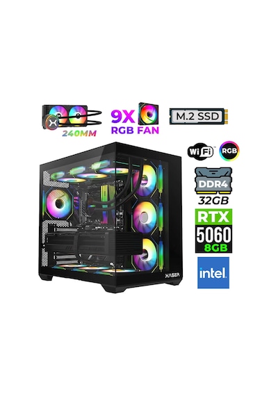 Xaser Neon-X50 i3-14100F 32 GB 1 TB M.2 NVMe SSD 8 GB RTX5060 Free Dos Masaüstü Oyuncu Bilgisayarı