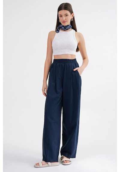 Mixray 4682 Kadın Beli Lastikli Jogger Bol Keten Pantolon Lacivert Mixray 4682 Kadın Beli Lastikli Jogger Bol Keten Pantolon Lacivert