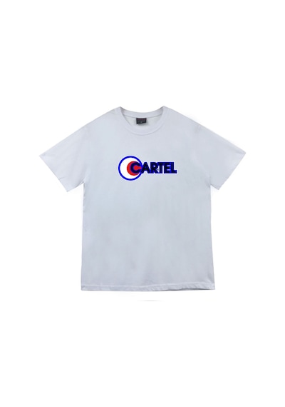 Stoned&Fame Cartel Baskılı Unisex %100 Pamuk Beyaz T-shirt Beyaz