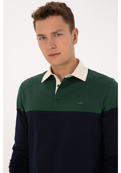 U.S. Polo Assn. Erkek Regular Fit Polo Yaka Koyu Yeşil Sweatshirt 50316428-VR079