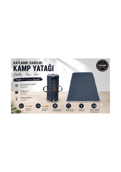 Mavi Taşınabilir Katlanır Yatak Karavan Kamp Yatağı Anne Yanı Yer Yatağı 90 X 190 MAVI