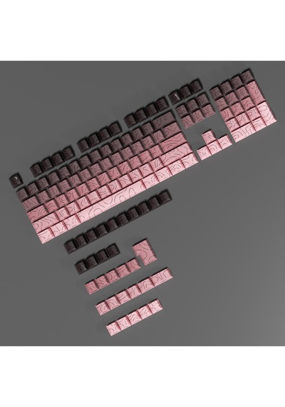 Mekanik Klavye -pbt Çift Baskı Keycap Seti- Çizgi Desenli 137 Tuşlu Pudra Pembe-siyah Tuş Takımı