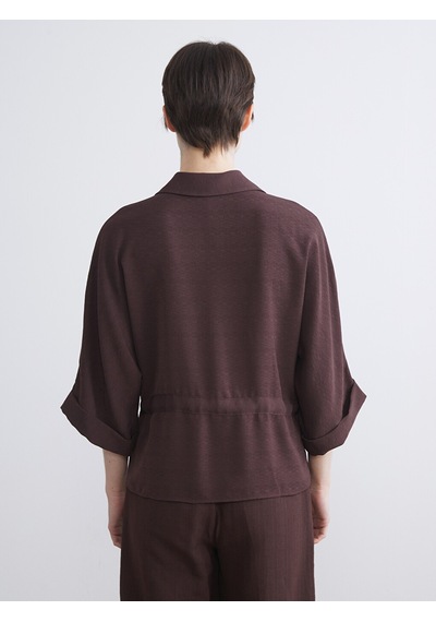 Lcw Vision Kahverengi Armürlü Oversize Kadın Gömlek