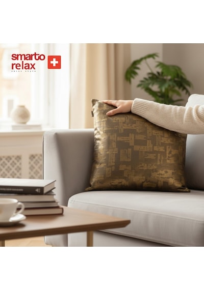 Smarto Relax Siyah Gold Dekoratif Dolgulu Kırlent 45 45 Cm Siyah - Altın