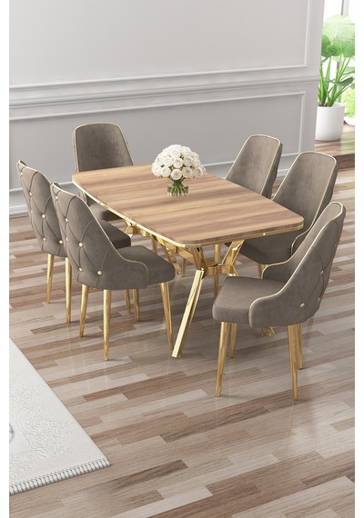 Canisa Asel Serisi 90x160 Lak Panel Hazar Gold Kaplama Ayaklı Masa Takımı Ve 6 Cappucino Sandalye Hazar Masa Cappucino Sandalye Ayaklar Gold Canisa Asel Serisi 90x160 Lak Panel Hazar Gold Kaplama Ayaklı Masa Takımı Ve 6 Cappucino Sandalye Hazar Masa Cappucino Sandalye Ayaklar Gold