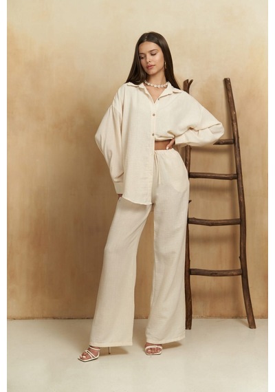 Mai Collection Mai Studios Co. Pedasa Kemik Gömlek Pantolon Takım Kemik