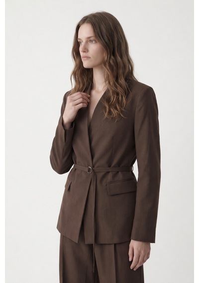 Antioch Keten Karışımlı Kadın Blazer Ceket Ba26y443 Kahve