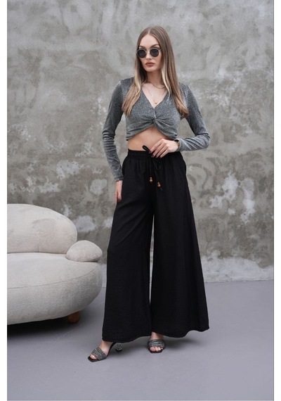 Rawea Kadın Modal Kumaş Etek Pantolon - Oversize & Geniş Paça Siyah