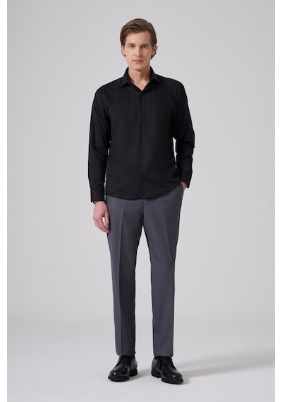 Morven Erkek Siyah Polyester Trend Slim Fit Tam İtalyan Yaka Gömlek 26mc004044001 Siyah