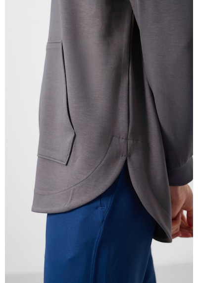 Tommylıfe Koyu Gri Yumuşak Dokulu Kapüşonlu Oversize Kadın Tunik Sweatshirt - 97302