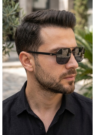 Di Caprio Dc3035black Siyah Geometrik Çerçevesiz Polarize Camlı Erkek Güneş Gözlüğü